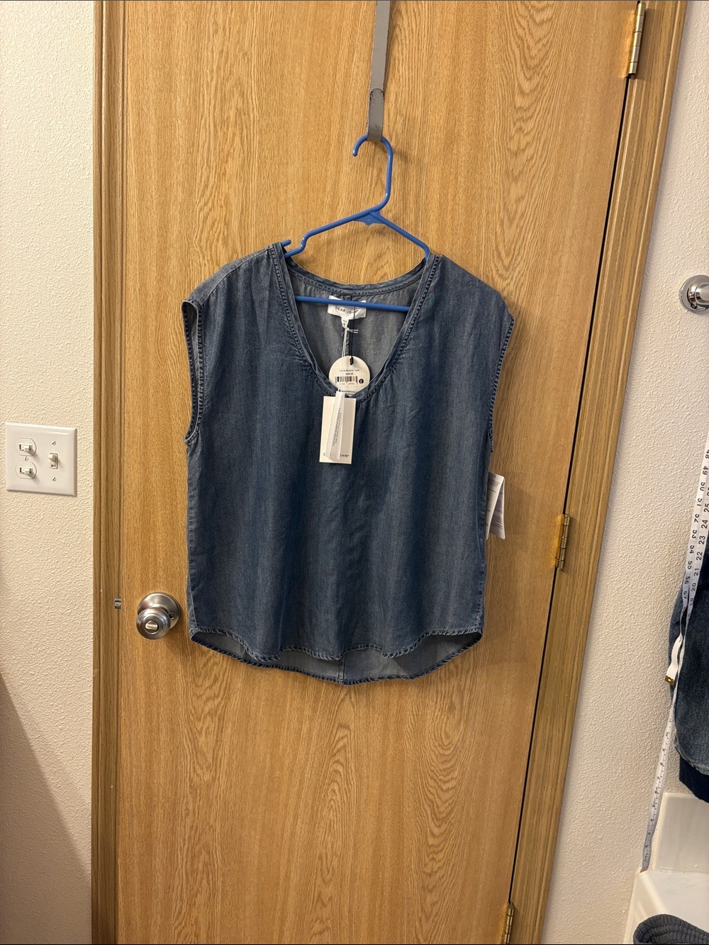 Dear John Washed Navy Denim V-Neck Sleeveless Tank